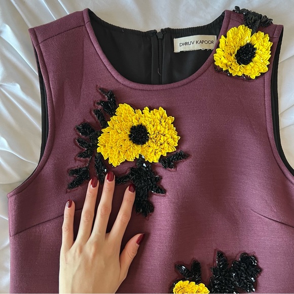 🐝Anthropologie+Dhruv Kapoor Floral Sequins 60s  Mod Dress NWOT🐝 - Picture 4 of 7